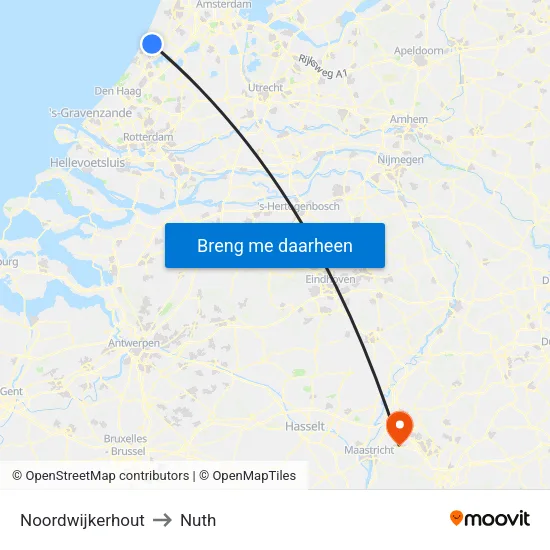 Noordwijkerhout to Nuth map