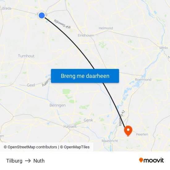 Tilburg to Nuth map