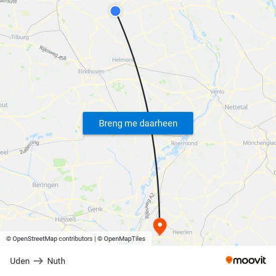 Uden to Nuth map