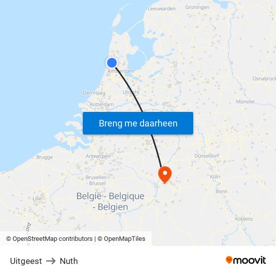 Uitgeest to Nuth map