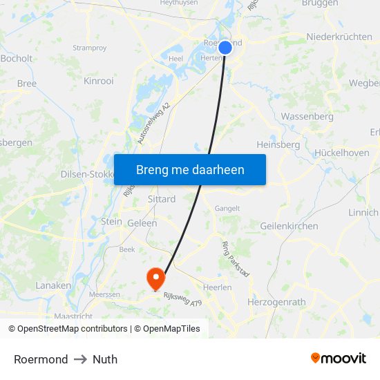 Roermond to Nuth map