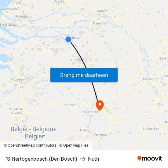 'S-Hertogenbosch (Den Bosch) to Nuth map