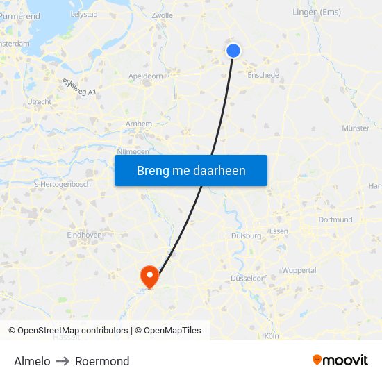 Almelo to Roermond map