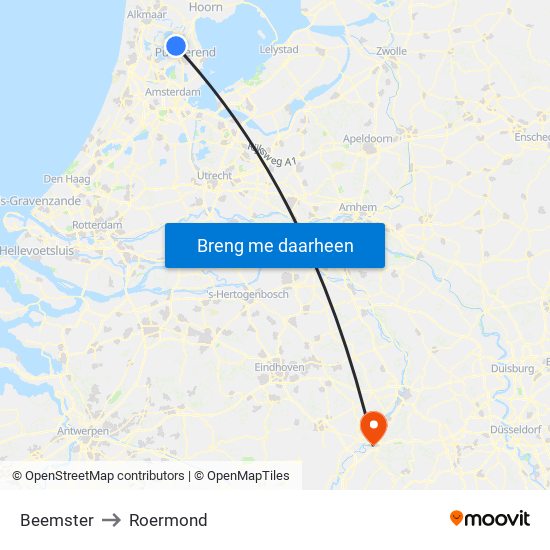 Beemster to Roermond map