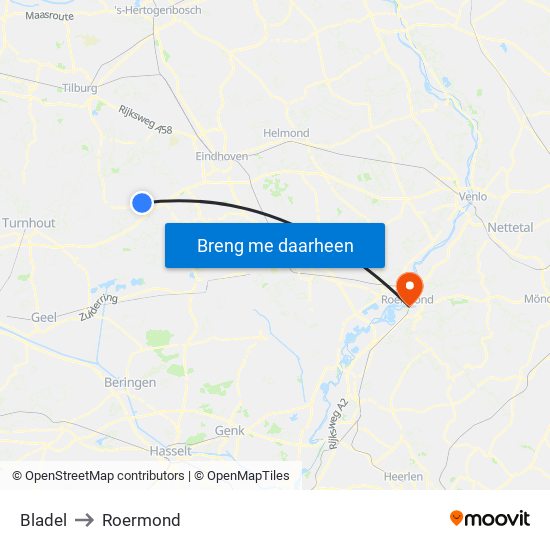 Bladel to Roermond map