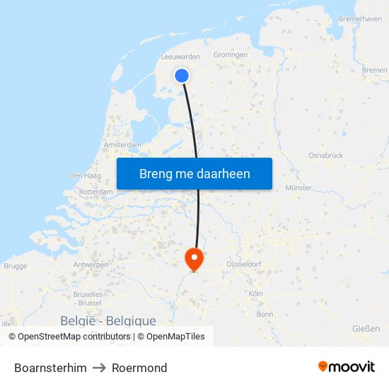Boarnsterhim to Roermond map