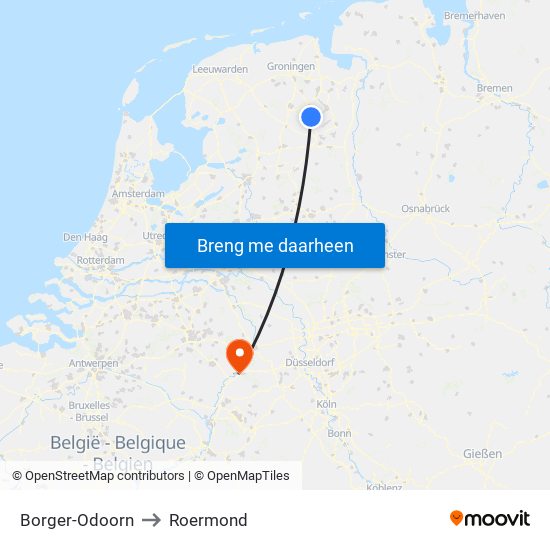 Borger-Odoorn to Roermond map