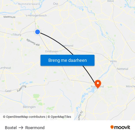 Boxtel to Roermond map