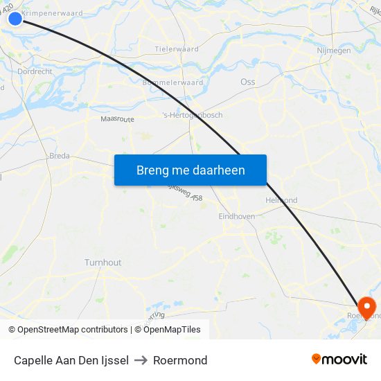 Capelle Aan Den Ijssel to Roermond map