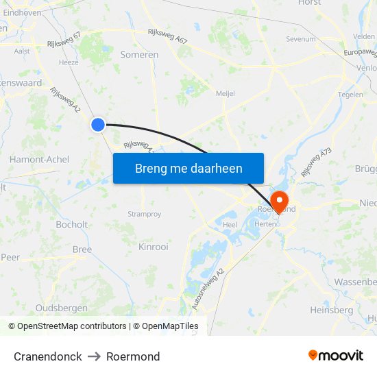 Cranendonck to Roermond map