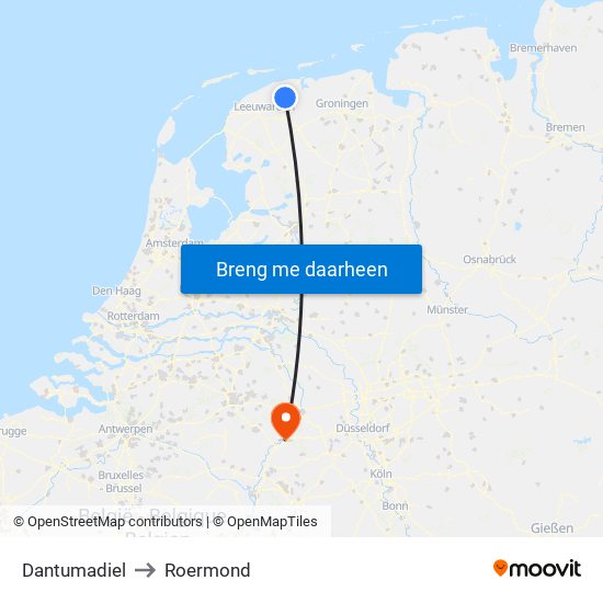 Dantumadiel to Roermond map