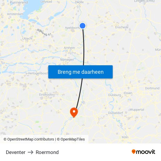 Deventer to Roermond map