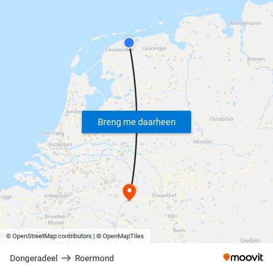 Dongeradeel to Roermond map
