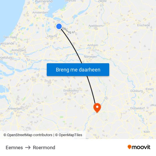 Eemnes to Roermond map