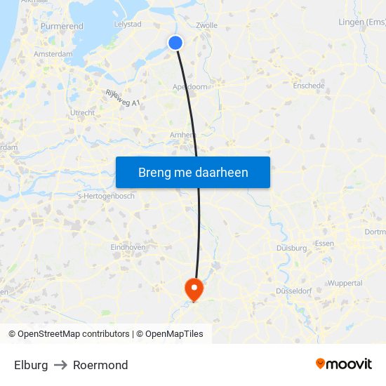 Elburg to Roermond map