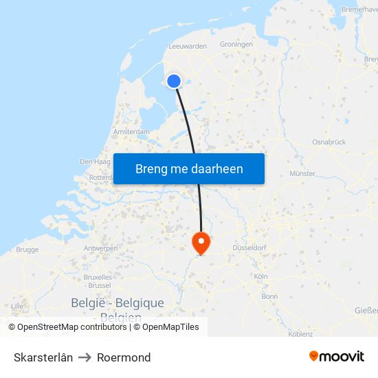 Skarsterlân to Roermond map