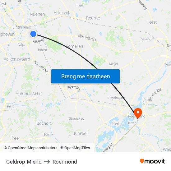 Geldrop-Mierlo to Roermond map