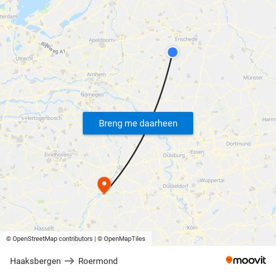 Haaksbergen to Roermond map