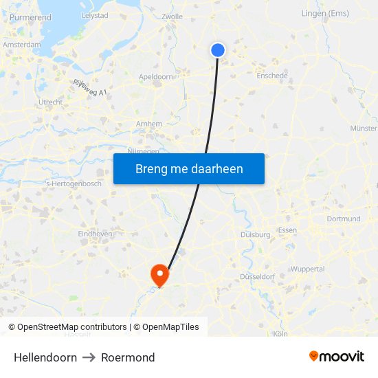Hellendoorn to Roermond map
