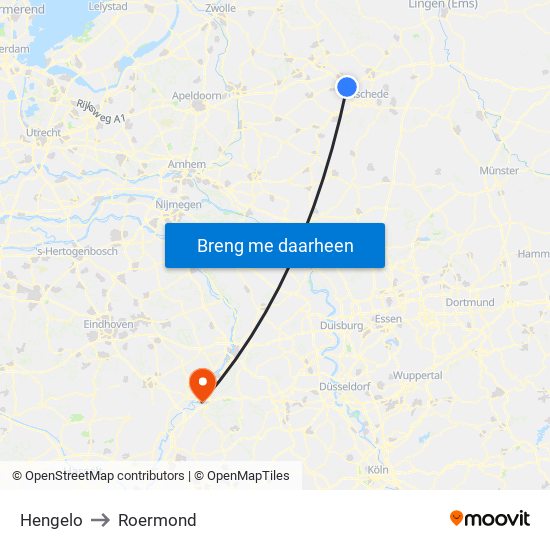 Hengelo to Roermond map