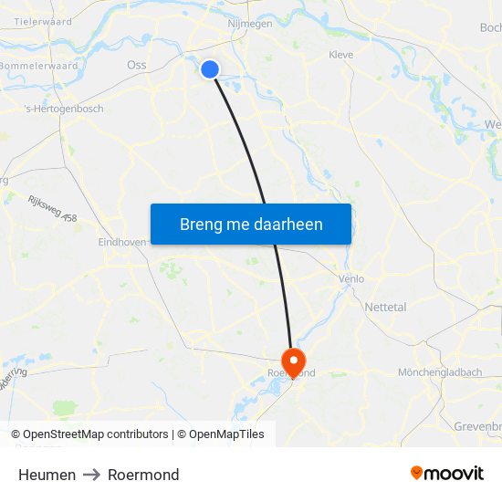 Heumen to Roermond map