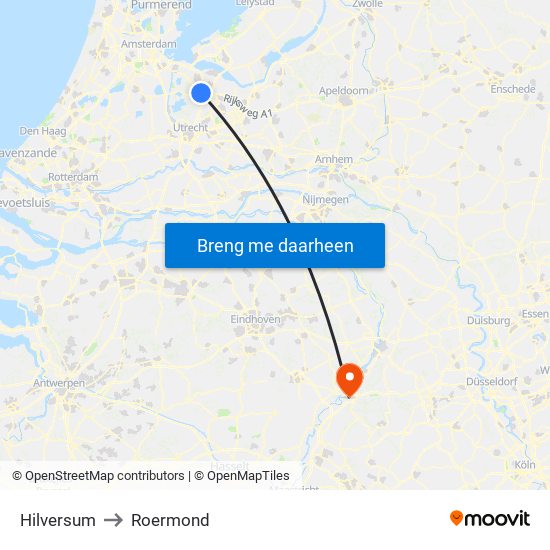 Hilversum to Roermond map