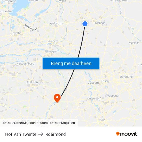 Hof Van Twente to Roermond map