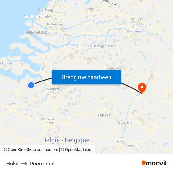 Hulst to Roermond map
