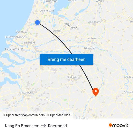 Kaag En Braassem to Roermond map
