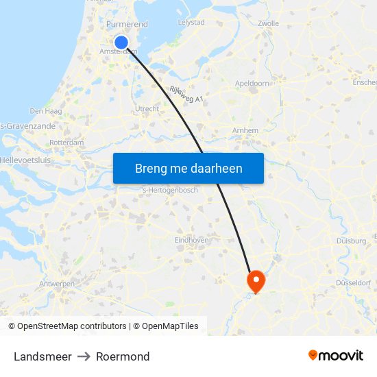 Landsmeer to Roermond map