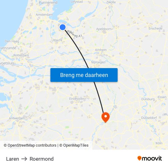 Laren to Roermond map