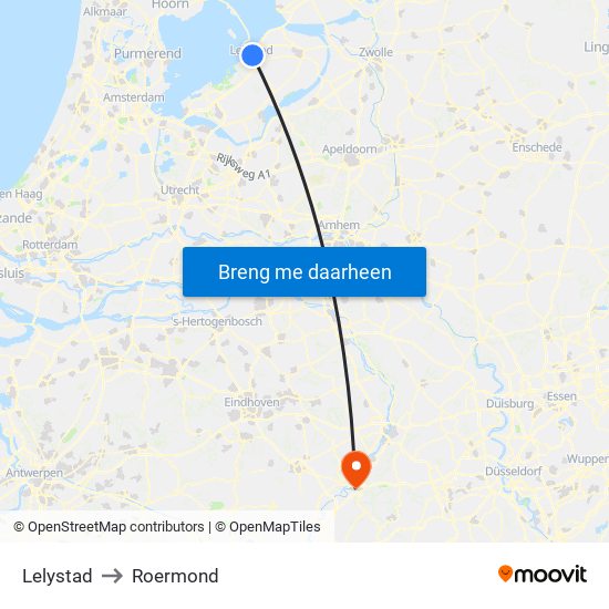 Lelystad to Roermond map