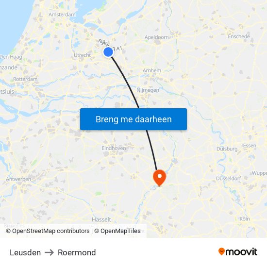 Leusden to Roermond map