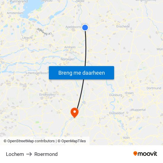 Lochem to Roermond map