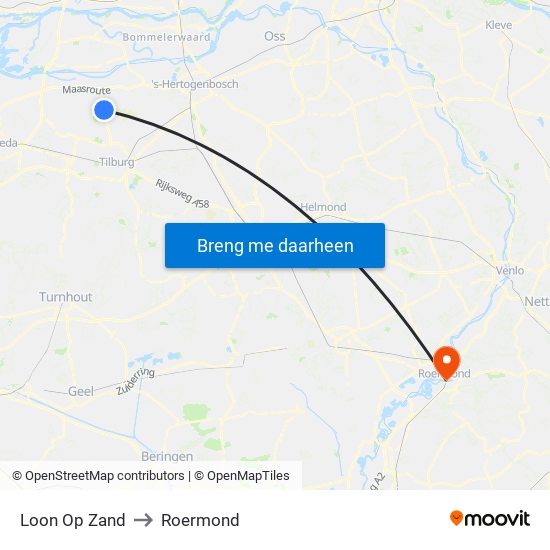 Loon Op Zand to Roermond map