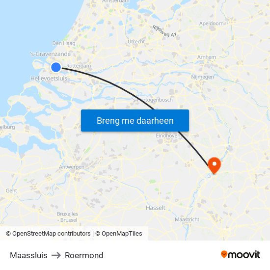 Maassluis to Roermond map