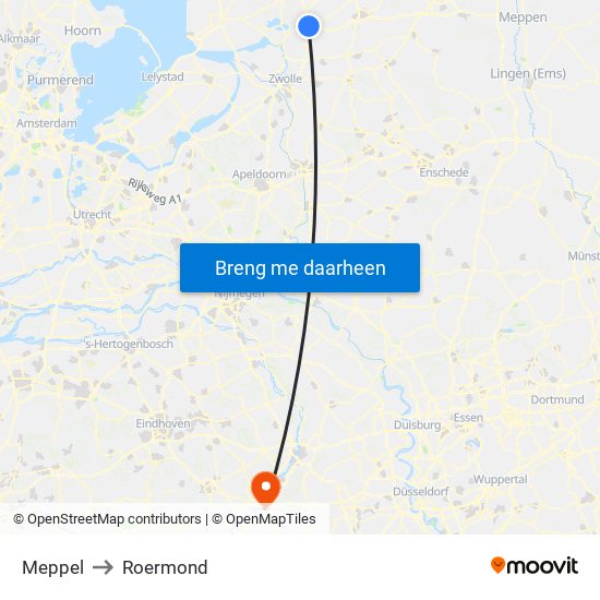 Meppel to Roermond map