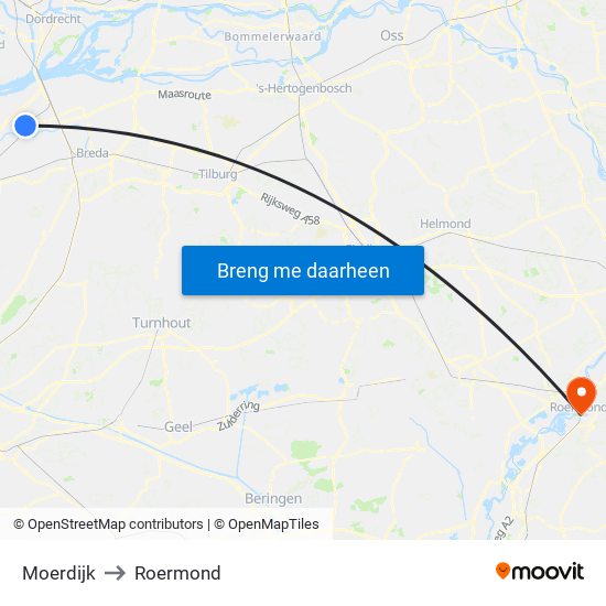 Moerdijk to Roermond map