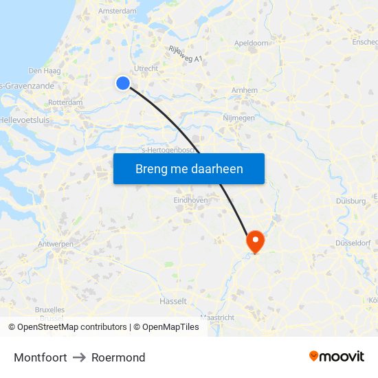 Montfoort to Roermond map