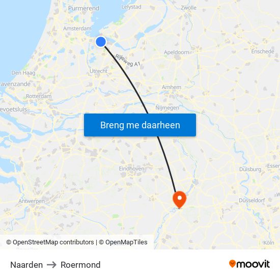 Naarden to Roermond map