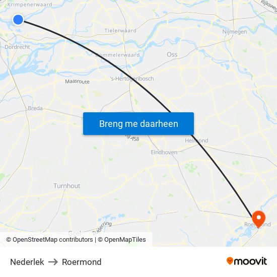 Nederlek to Roermond map