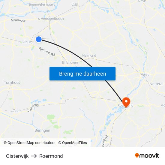 Oisterwijk to Roermond map