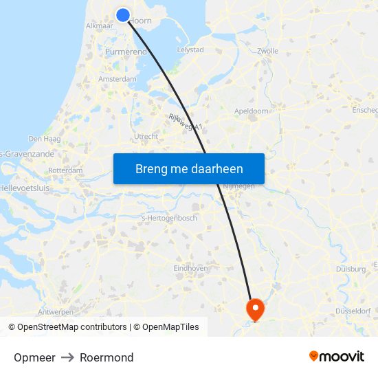 Opmeer to Roermond map