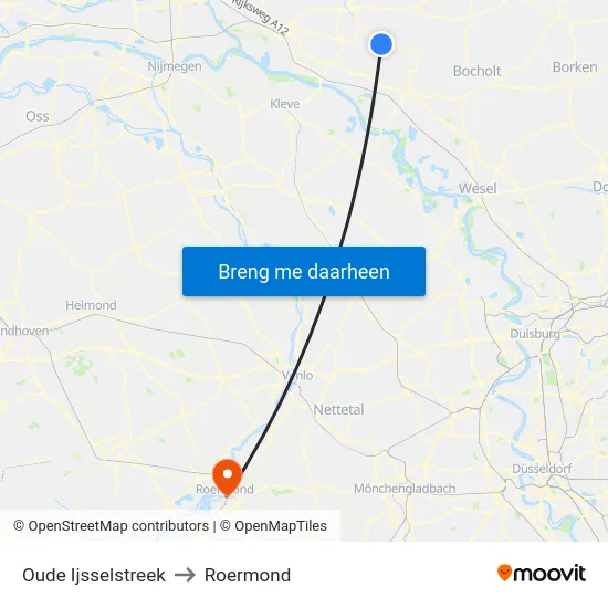 Oude Ijsselstreek to Roermond map