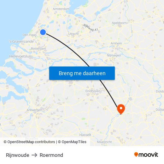 Rijnwoude to Roermond map