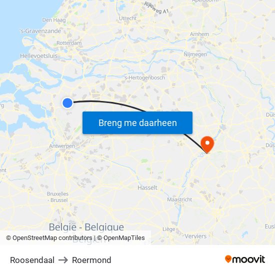 Roosendaal to Roermond map