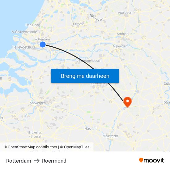 Rotterdam to Roermond map