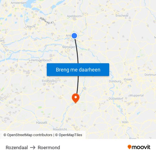 Rozendaal to Roermond map