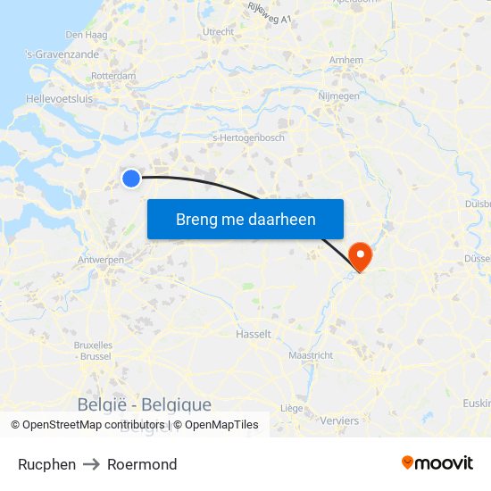 Rucphen to Roermond map