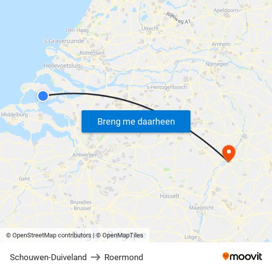 Schouwen-Duiveland to Roermond map